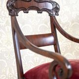 Set of Empire Mahogany Armchairs in Red Upholstery, 19th Century