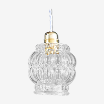 Amber moulded glass hanging lamp