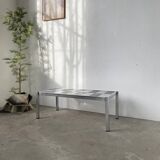 70s chrome and slate coffee table