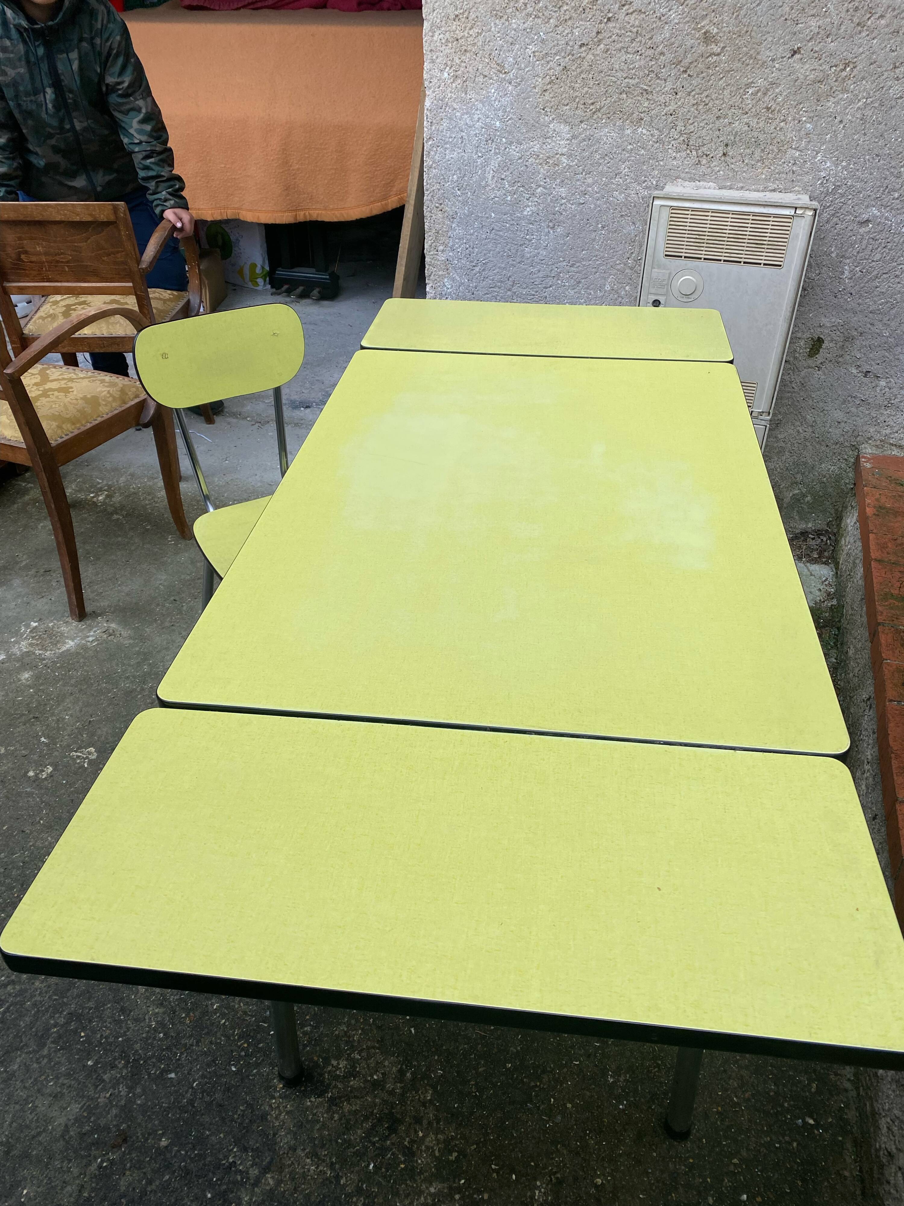 Bright yellow formica vintage table and chair