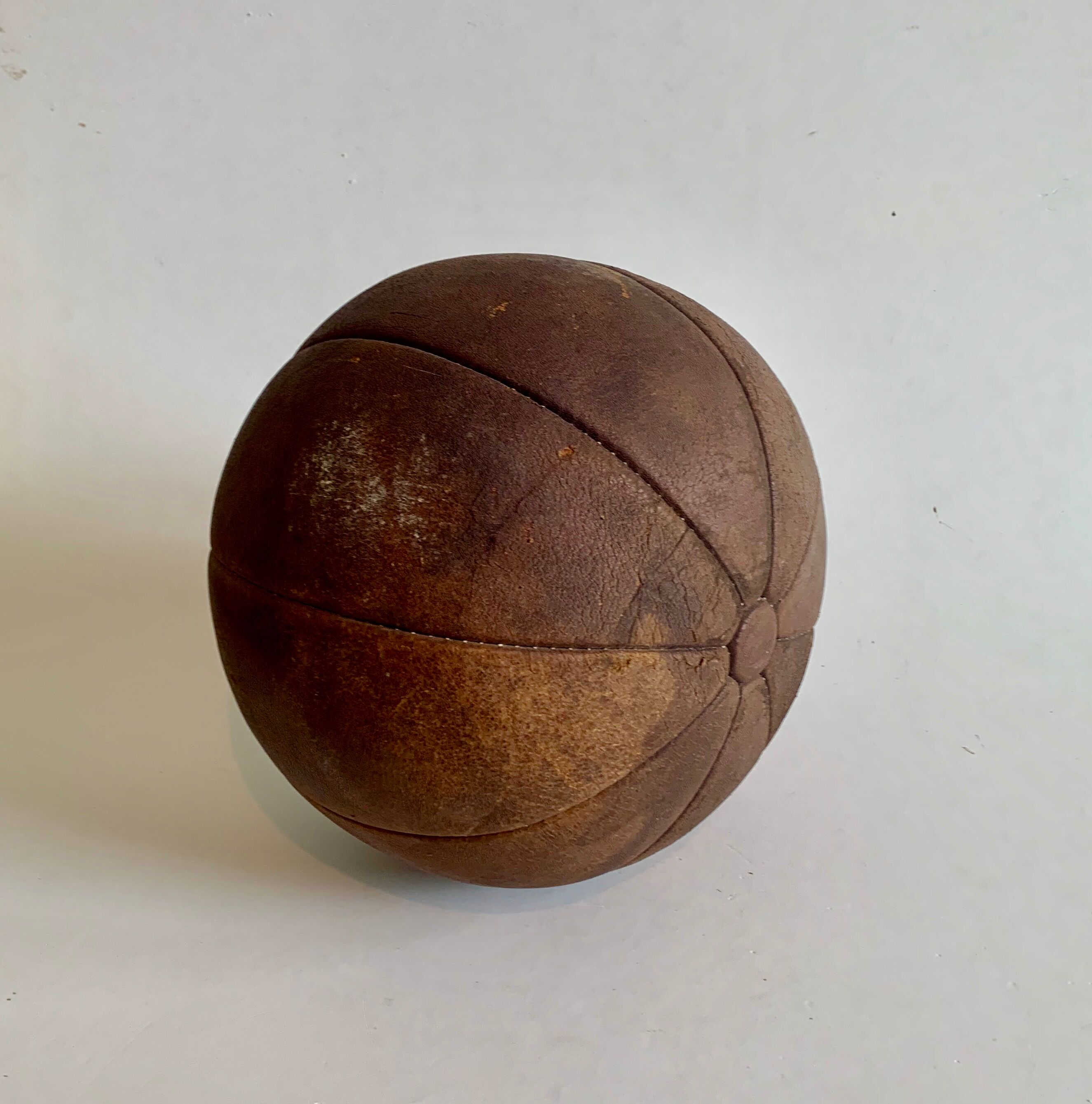 Vintage Leather Medicine Ball, 1960s