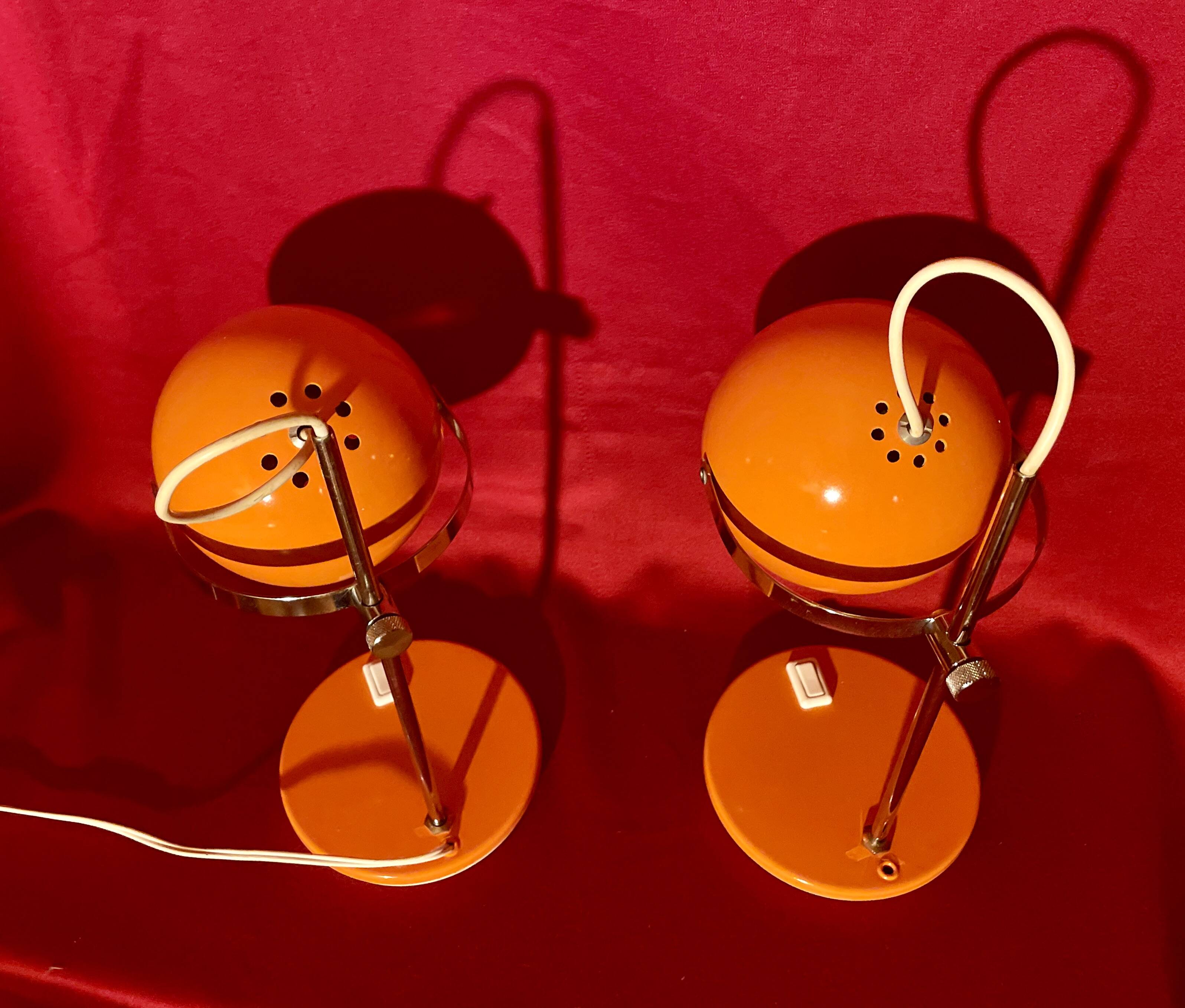 Pair of eye ball lamps, space age, 70s