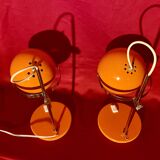 Pair of eye ball lamps, space age, 70s