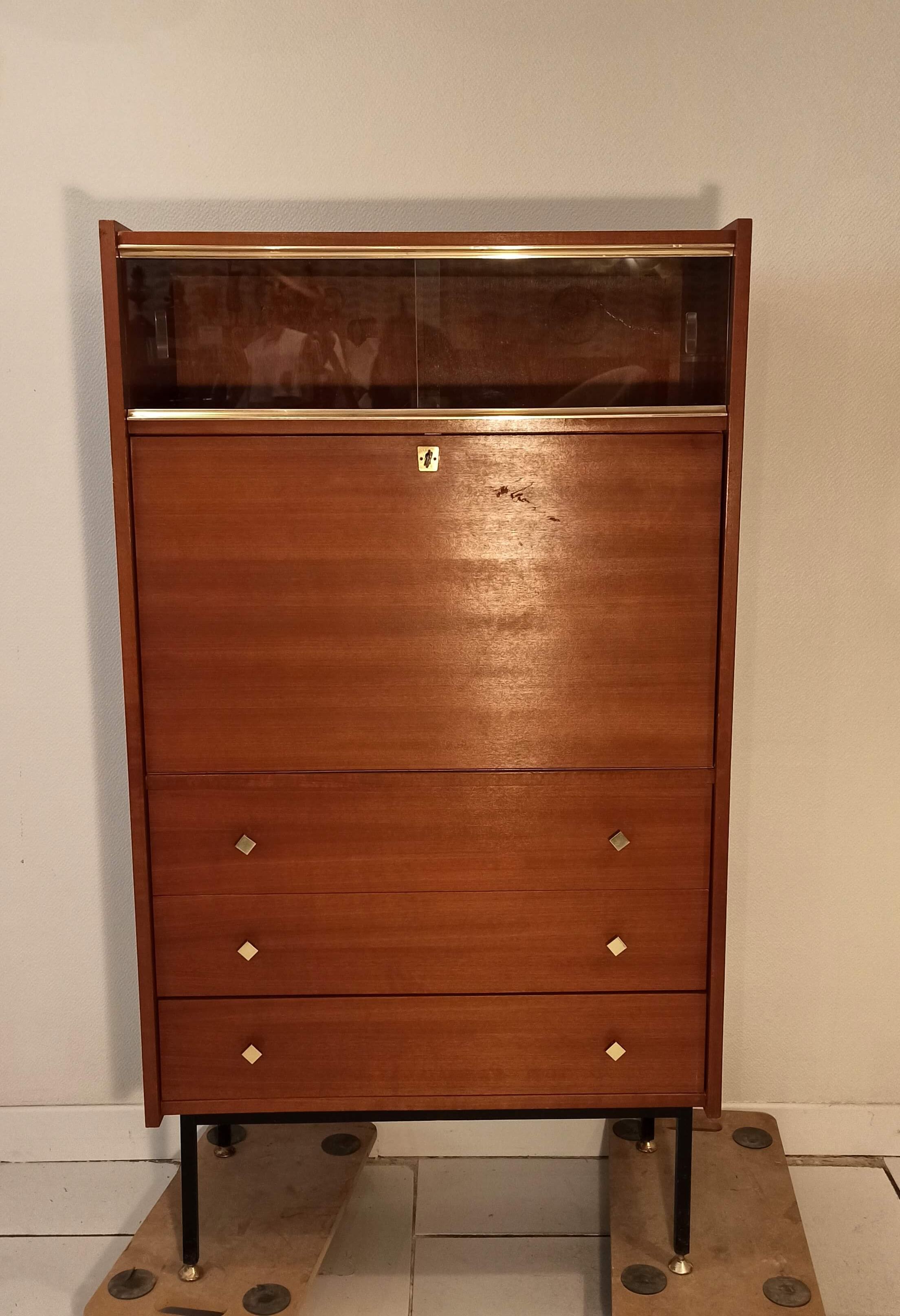Vintage secretary display chest of drawers and desk 1960