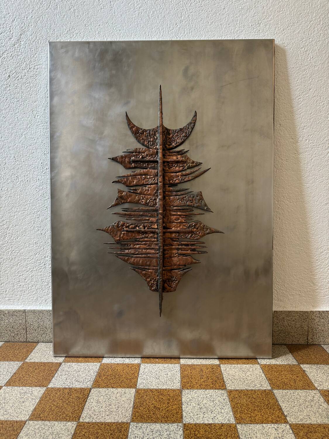 Brutalist bronze sculpture painting from the 70s