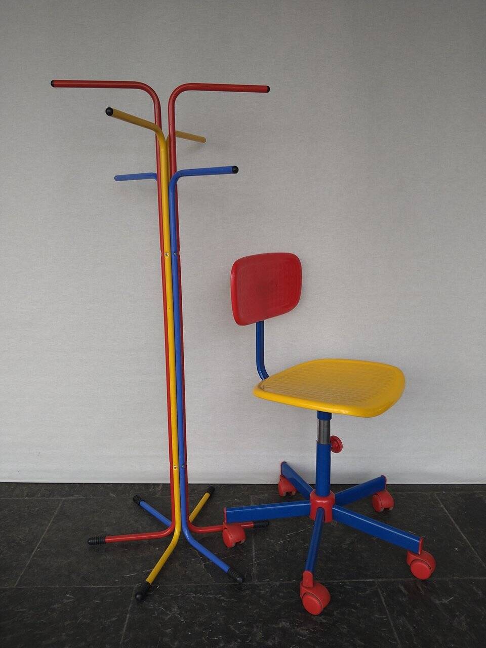 Ikea vintage high chair and coat rack