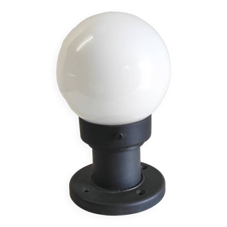 Opaline globe ceiling light and black ABS - 80s/90s