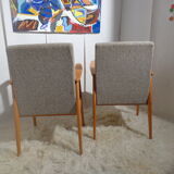 Pair of vintage Scandinavian armchairs from the 60s light wood
