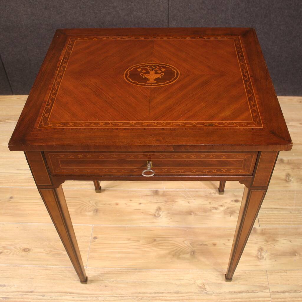 Italian inlaid wood side table