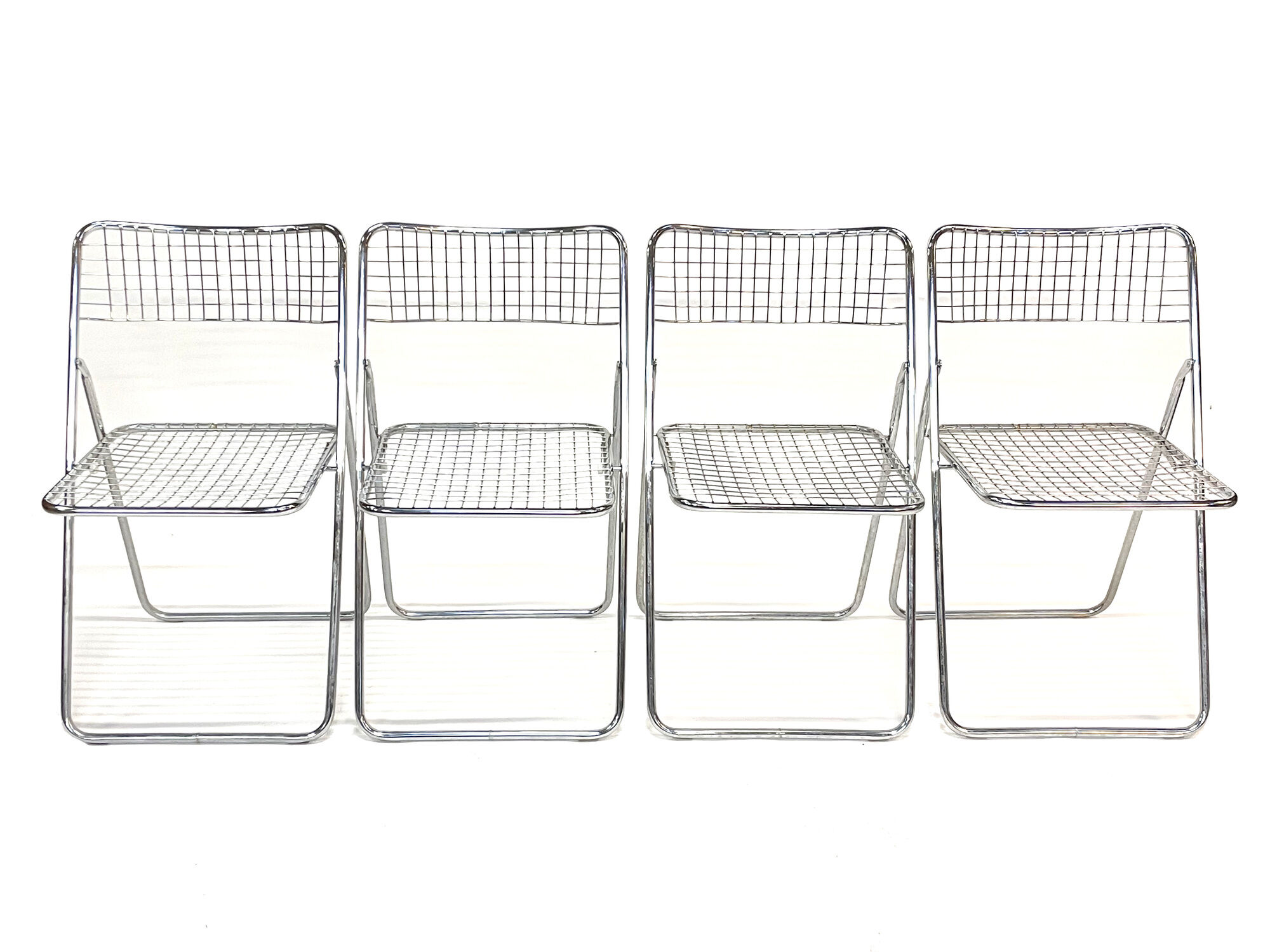 Set of four chrome folding chairs by Niels Gammelgaard for Ikea 1970
