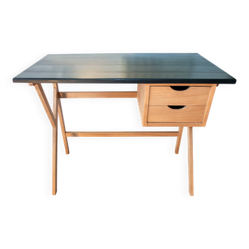 Bureau vintage des années 60-70, chêne clair, superbe état