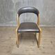 Vintage Curved-Back Dining Chair, Wood & Leatherette, Czechoslovakia, 1970s