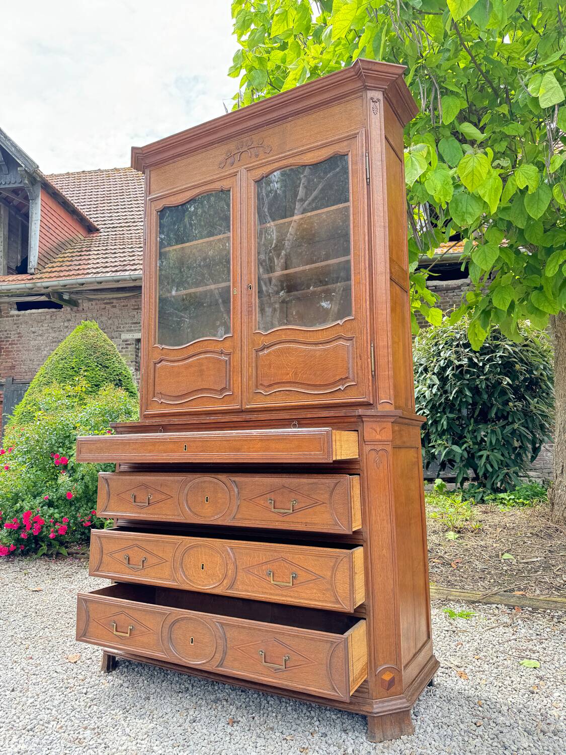 Impressive Castle Commode Forming Showcase From Louis XIV XVIII Eme Century
