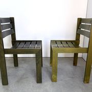 Vintage Wilkhahn stackable dining chair, green stained wood, Germany, 1970s