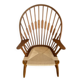 Fauteuil Windsor Paon – bois massif – assise en corde – style Wegner