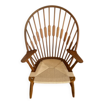 Fauteuil Windsor Peacock – bois massif – assise corde – style Wegner