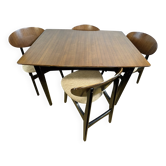 Vintage Mid-Century Teak Dining Set | Extending Table & 4 Chairs | 1960s  A