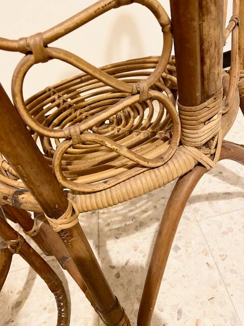 Pair of Bonacina rattan low chairs