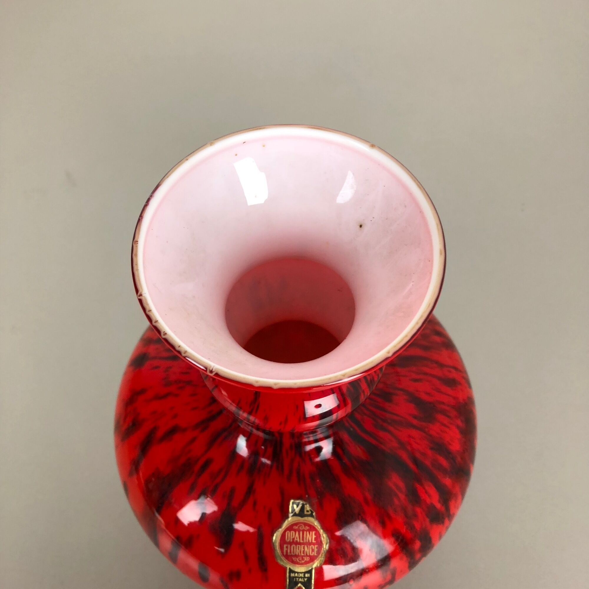 Vintage pop art opaline Florence glass vase design, Italy