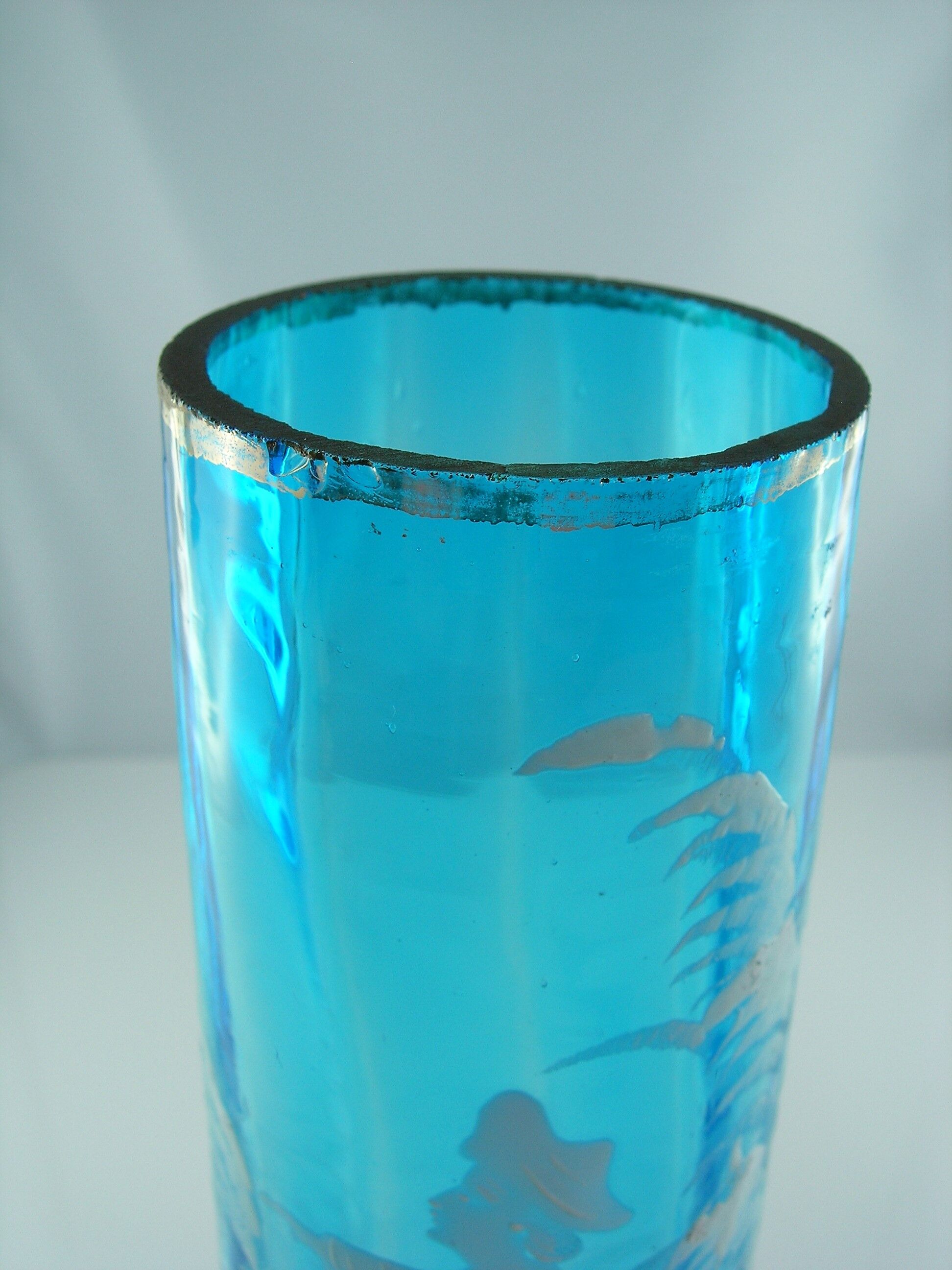 Pair of blue glass vases in the taste of Mary GREGORY