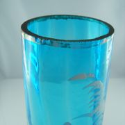 Pair of blue glass vases in the taste of Mary GREGORY