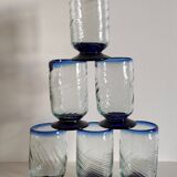 6 Mexican handicraft orangeade glasses