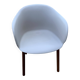 Chaise scandinave “style Elefy”, coque blanche & pieds bois – comme neuve