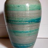 Ceramic vase scarified with gray-blue enamel