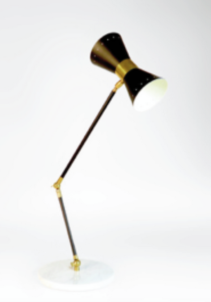 Lampe dabolo articulée laiton & marbre