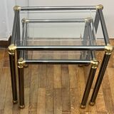 Orsenigo Italy nesting tables - clear glass and smoked glass