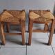 Paire de tabourets paille vintage