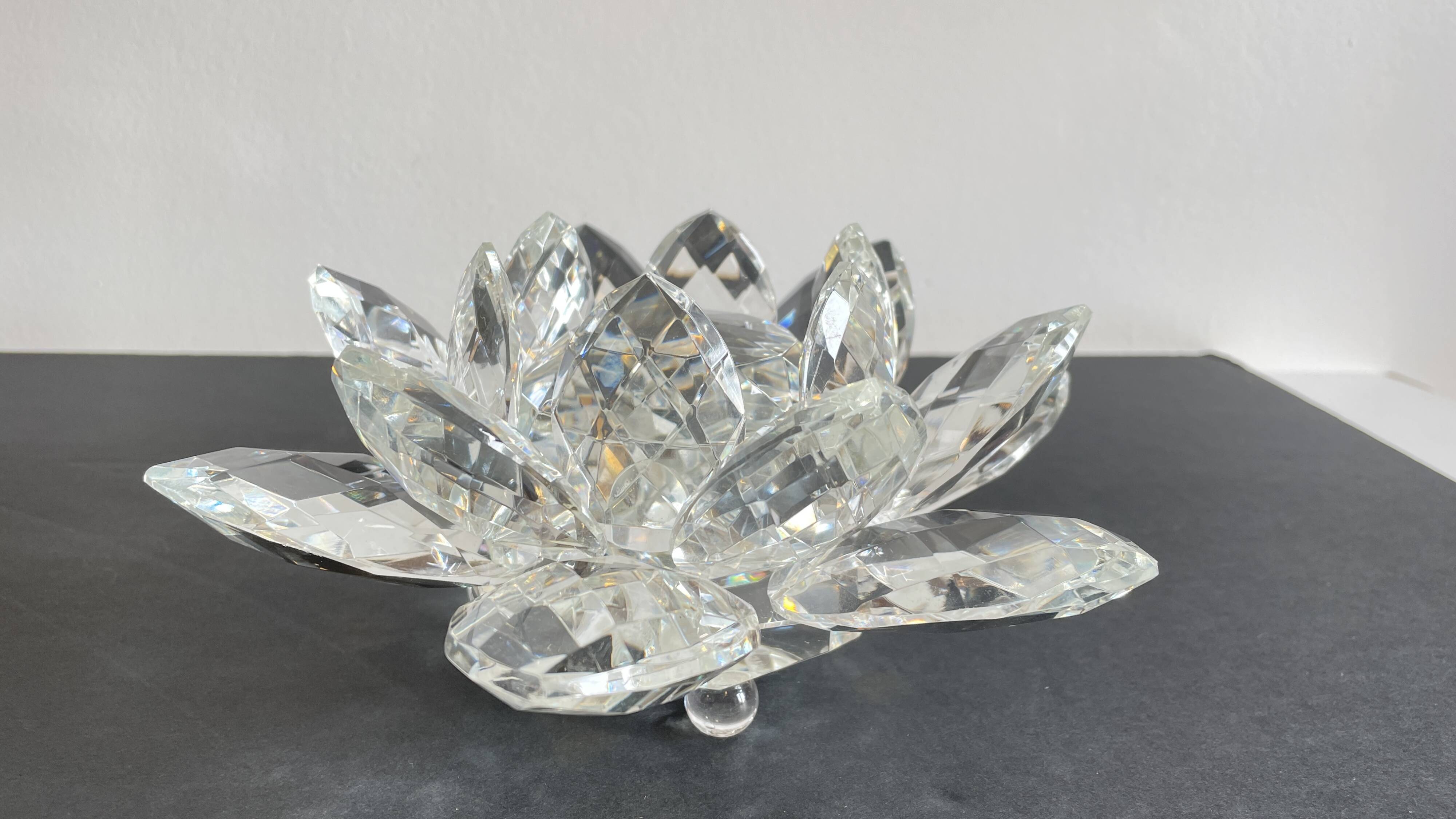 Crystal Flower Paperweight Sculpture