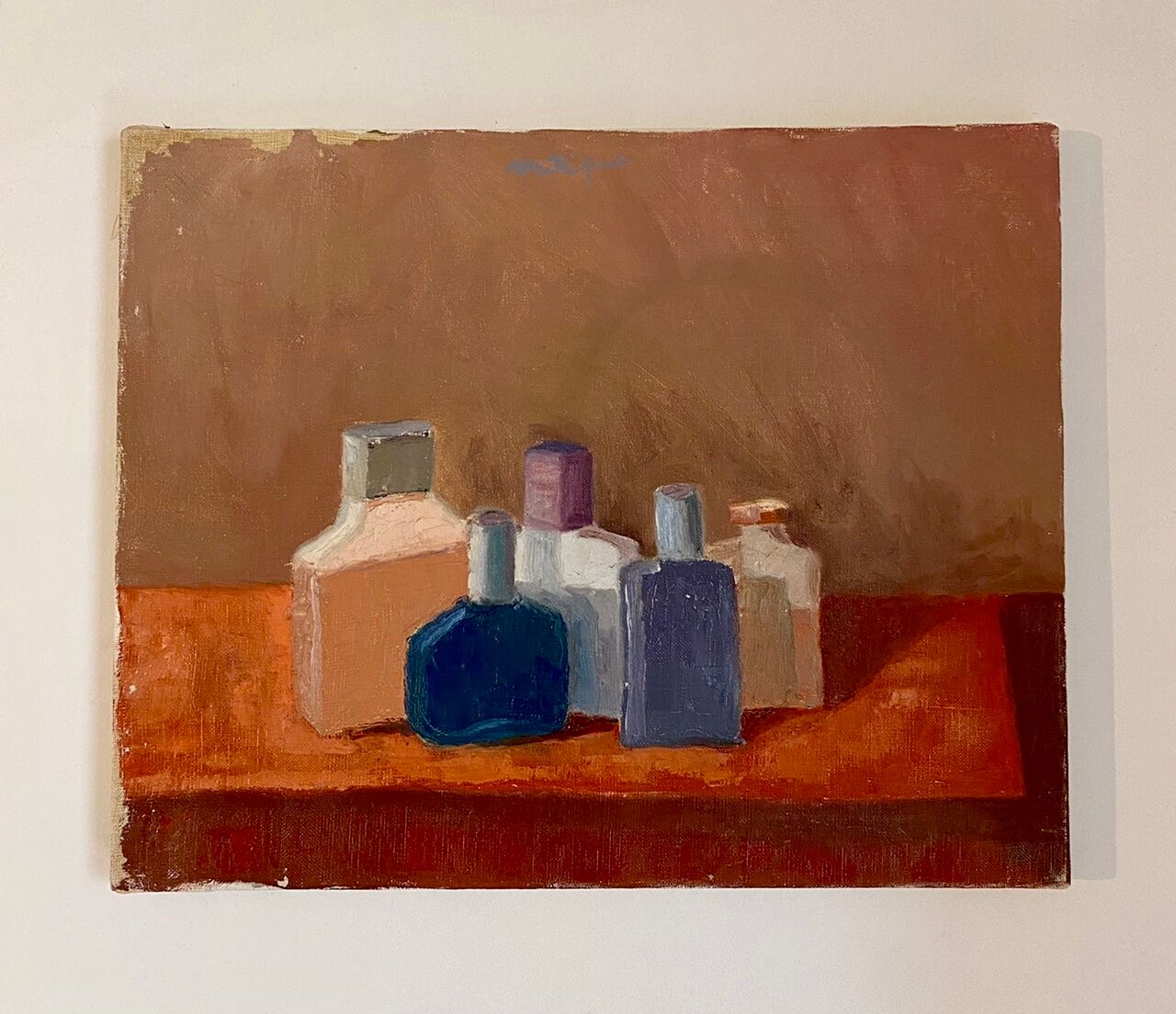 Old painting, still life with bottles, signed Milliquet (1896-1982)