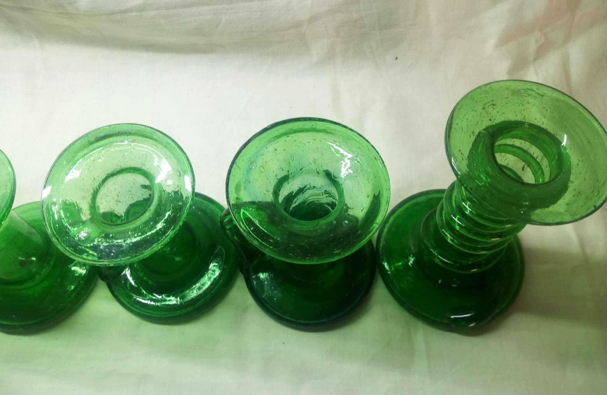 Set of 6 blown glass candle holders