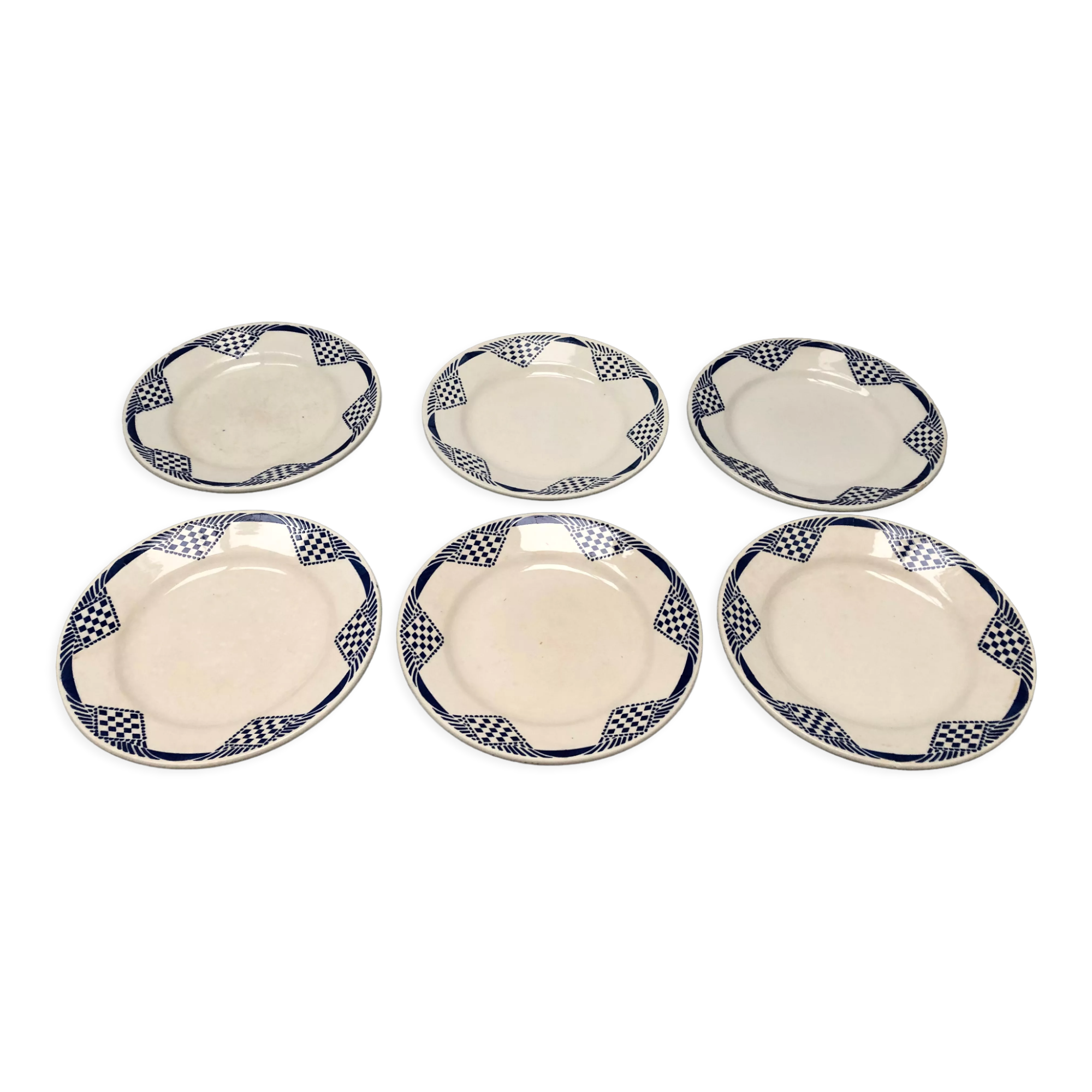 Lot de 6 assiettes à dessert signé moulins des loups hamage orchies nord France