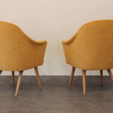 2 armchairs 1970 yellow velvet