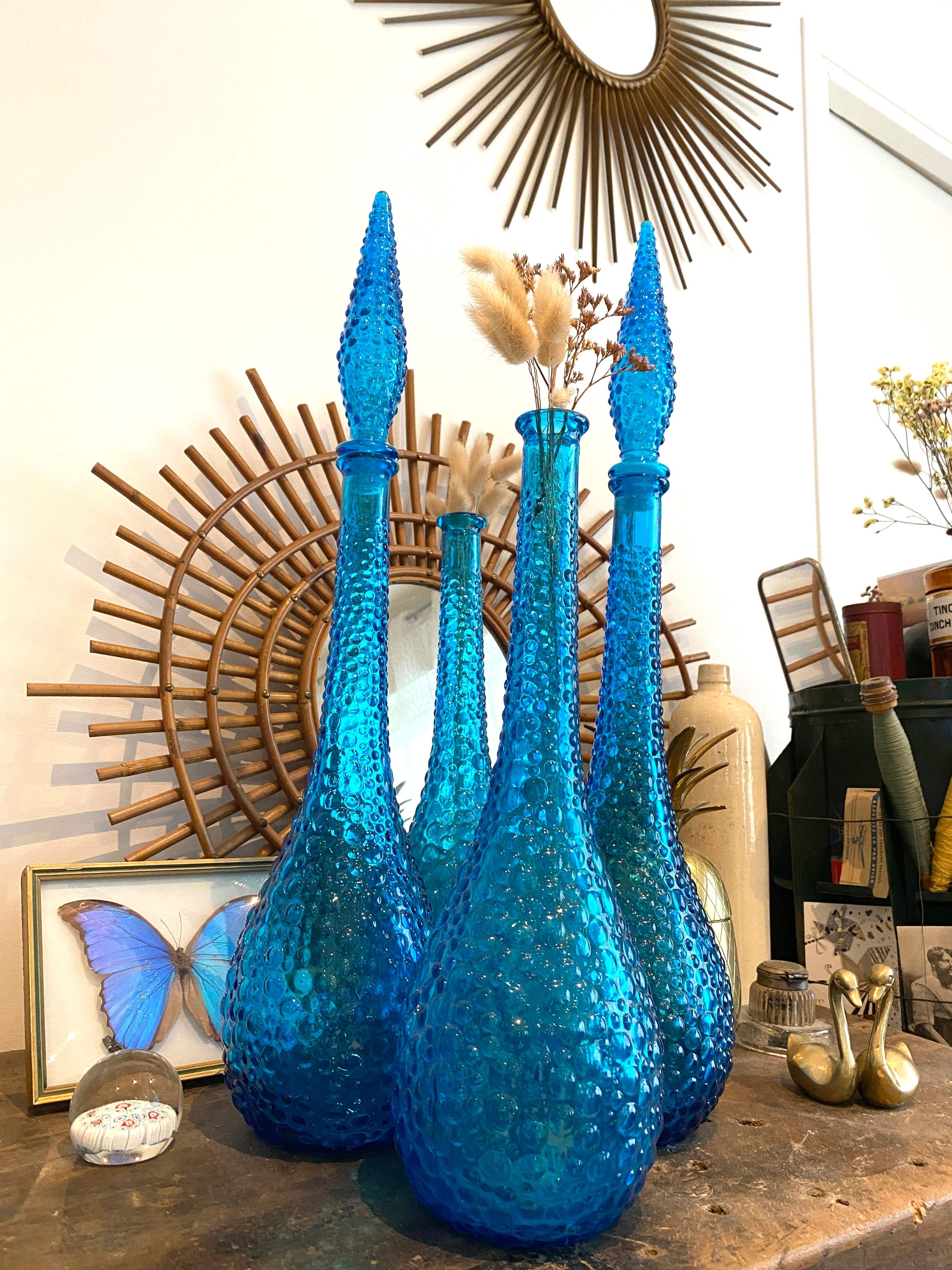 Turquoise blue Empoli decanter