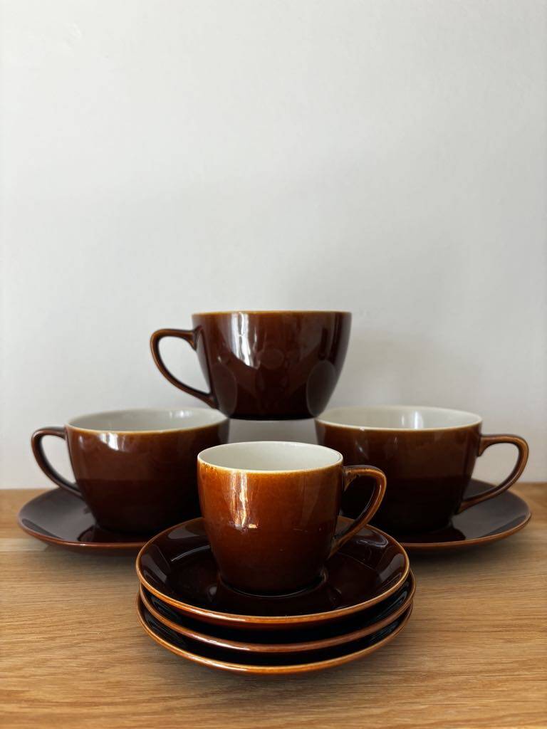 4 cups 5 saucers brown bistro style Villeroy and Boch