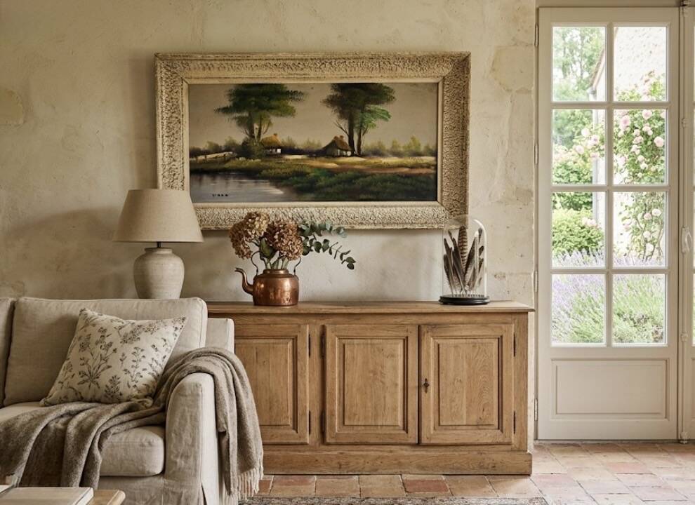 Oil on canvas Countryside Landscape - Polo (40 x 70 cm)