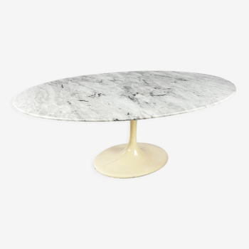 Vintage italian oval marble dining table, 1960s