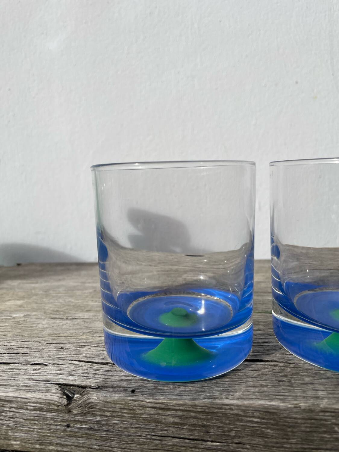 4 Verres à eau ou whisky Luminarc vert et bleu