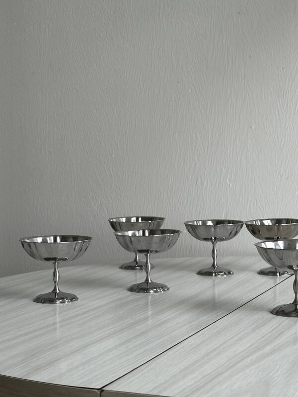 6 coupelles sur pied en inox style Letang Remy