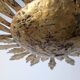 Mid-century sun ceiling lamp in gilded metal with leaf rays, 1950s