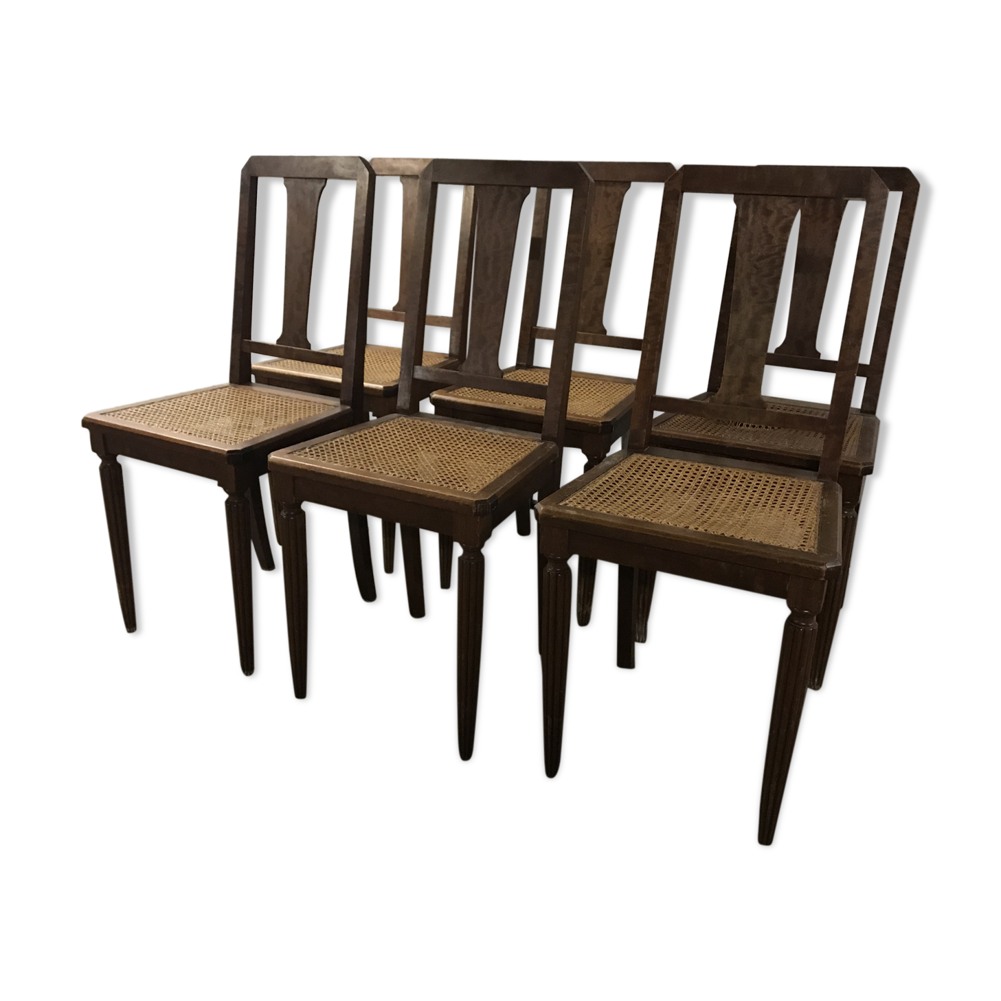 6 Art Deco caned chairs