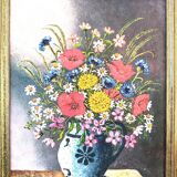 Bouquet de fleurs, huile sur toile