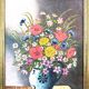 Bouquet de fleurs, huile sur toile