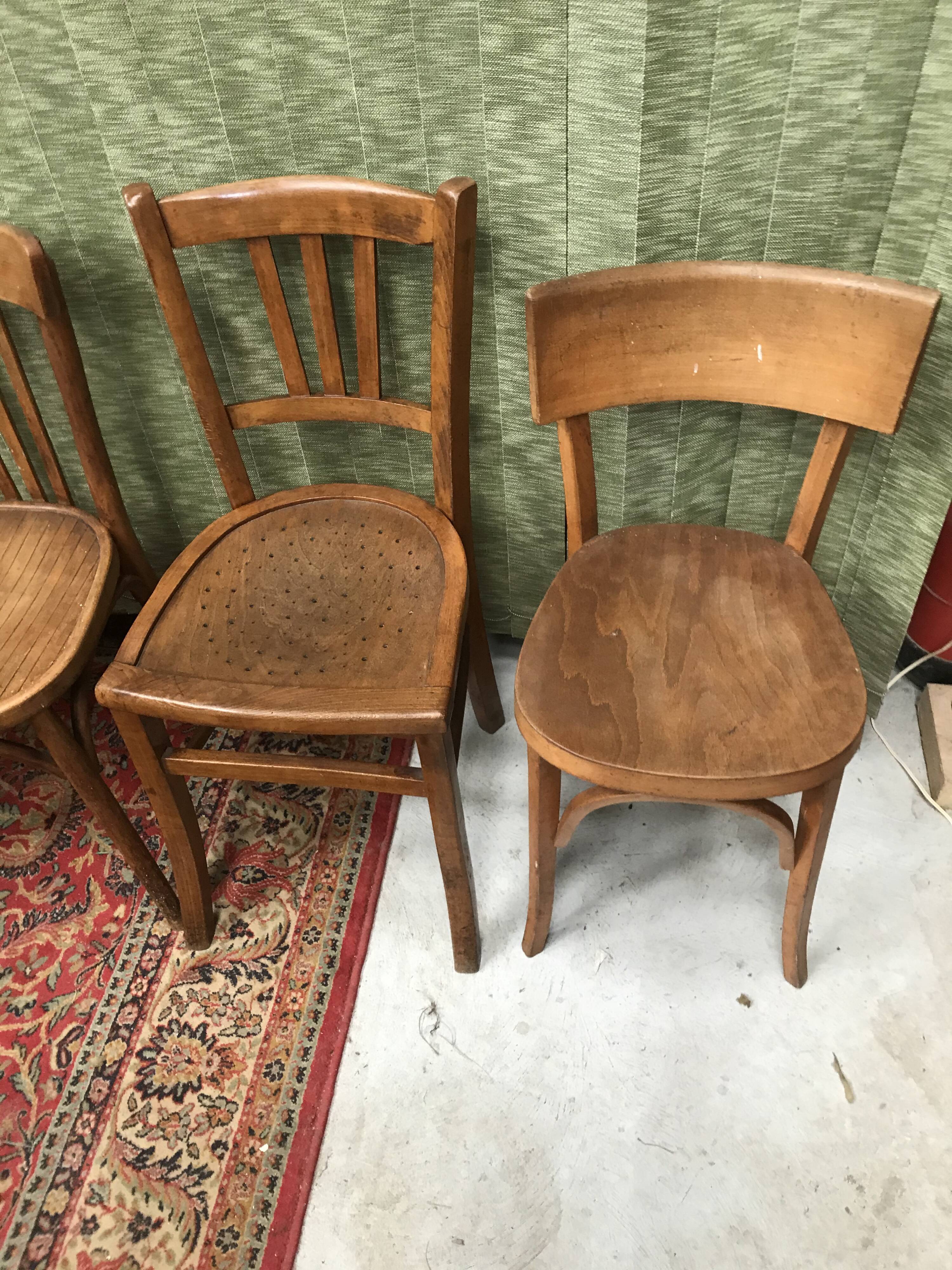 Set of 4 vintage bistro chairs 50s