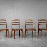 Vintage Mid-Century Danish Modern Elegant Teak & Grey Fabric Chairs, 1960s