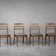Vintage Mid-Century Danish Modern Elegant Teak & Grey Fabric Chairs, 1960s