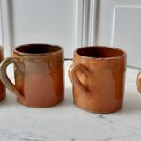 Set of 4 mugs in glazed sandstone 70s